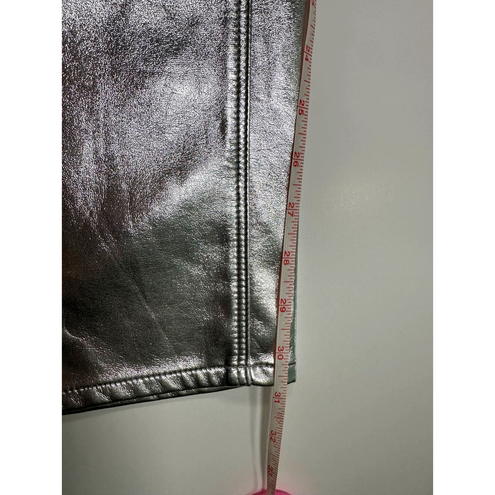 Good American Faux Leather Good Icon Straight Pants in Silver Metallic Size 6/28 - Picture 6 of 7